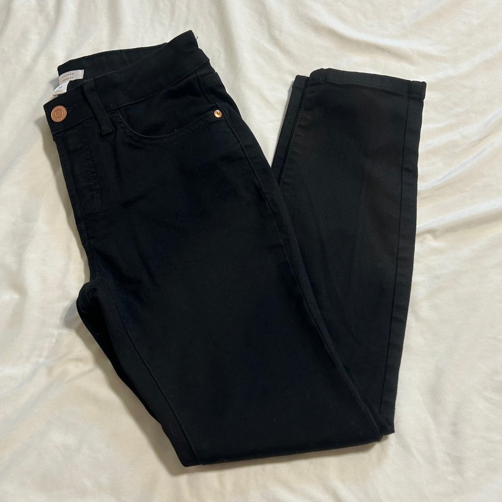 LC Lauren Conrad Mid Rise Skinny Jeans Black 4S Short Stretch Denim RN73277